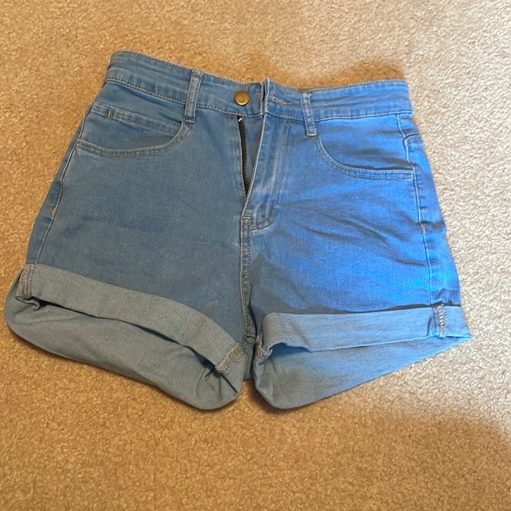 women’s super high waisted jean shorts blue denim